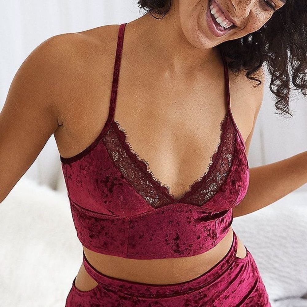 Aerie Crushed Red Velvet Bralette
